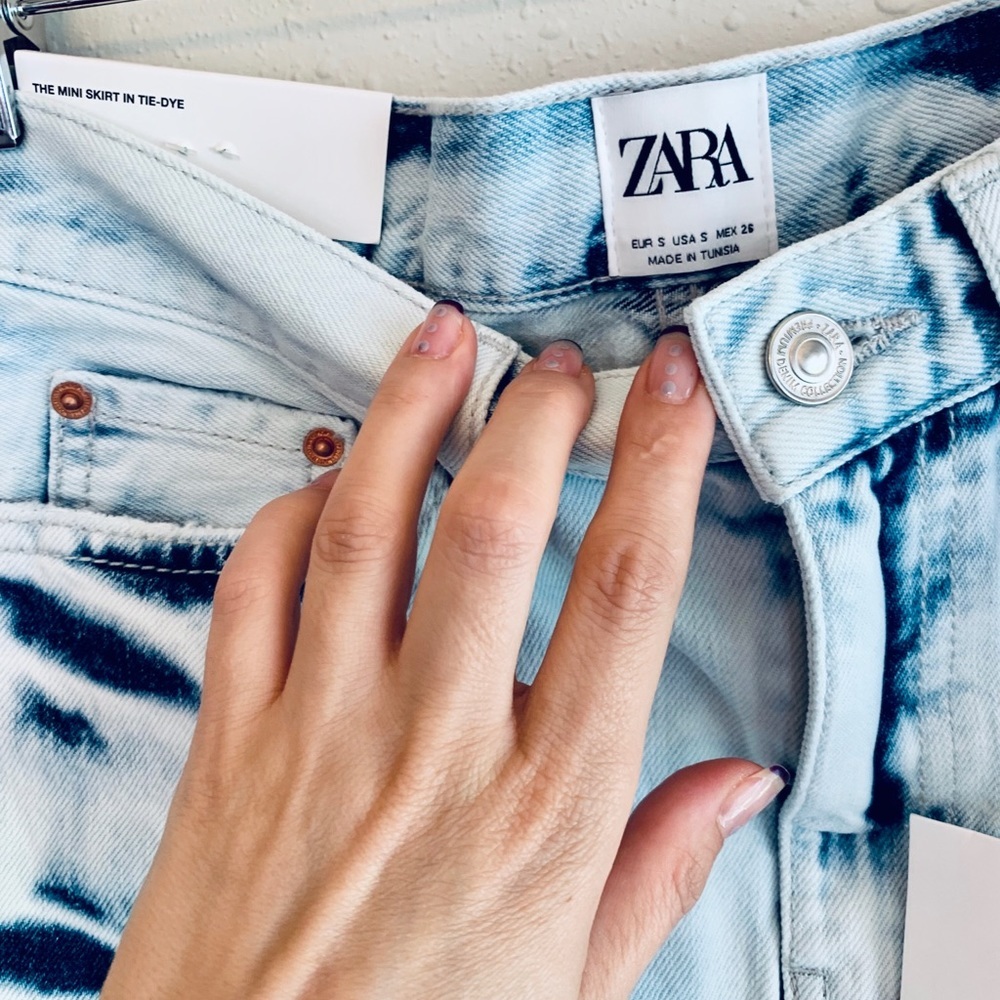 Zara Denim Women’s Mini Skirt In Tie-Dye Size Small NWT - Picture 8 of 8